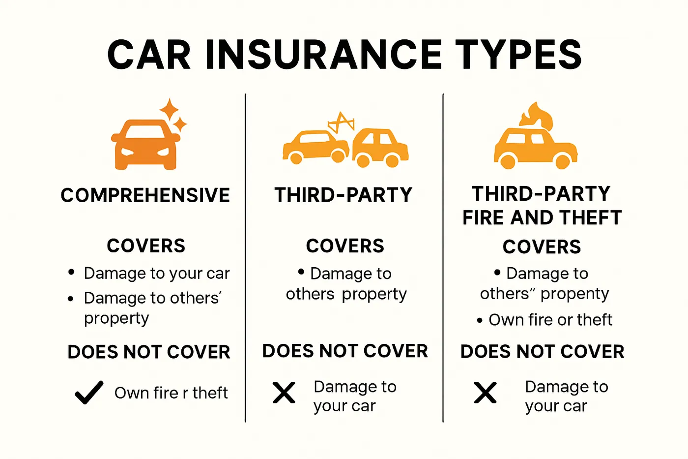 Infographic comparing types of car insurance coverage in South Africa.