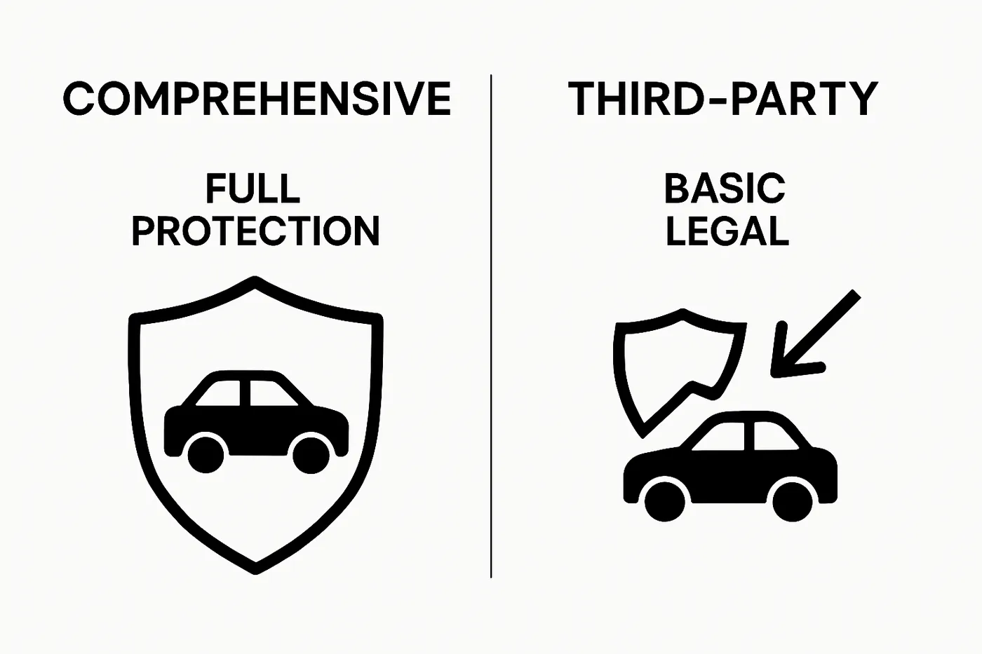 Side-by-side car insurance coverage comparison infographic