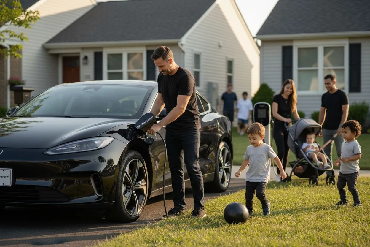 ev home charging family