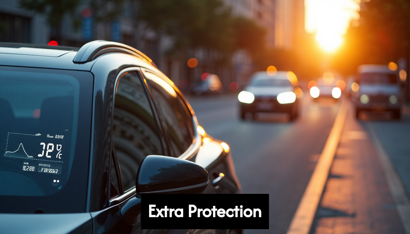 Smart car in modern city street environment