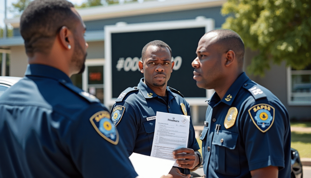 Police interviewing car owner after vehicle theft outside police station