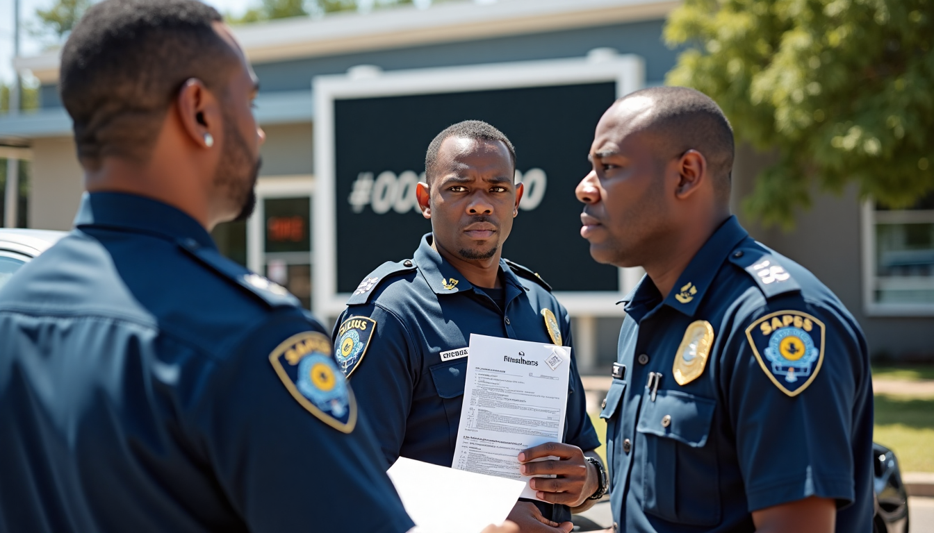 Police interviewing car owner after vehicle theft outside police station