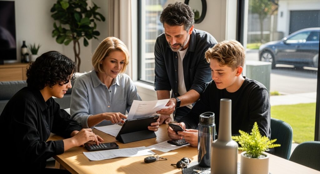 family saving bills, home budget, financial planning