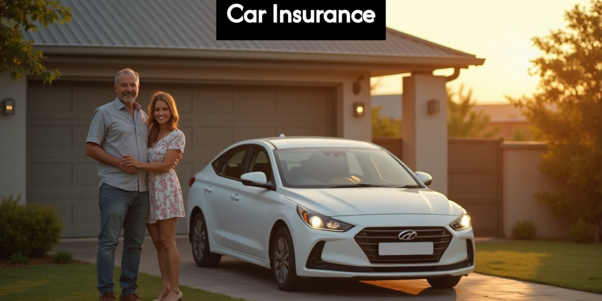 Family with car parked at home